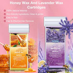 Roll on Wax Kit, Roll on Waxing Kit for hair removal, Waxing Kit for Women, Wax Roller Kit for All Skin Types, Wax Roller Waxing Kit for Men, with 2 Wax Cartridges & 50 Pcs Wax Strips