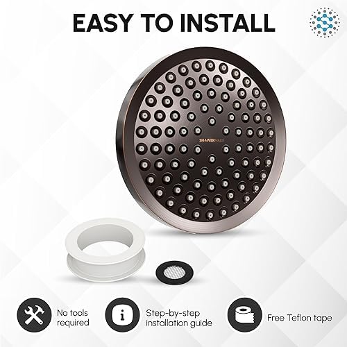 Luxury Spa Series: Bronze Rain Shower Head, 6-Inch Round Rain Showerhead with 360 Tilt, Experience Rainfall with MAXX Comfort and Elegance (Oil Rubbed Bronze)