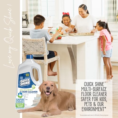 Quick Shine Multi Surface Floor Cleaner 64oz, Ready to Use-Streak Free-No Rinse, Use on Hardwood, Laminate, Luxury Vinyl Plank & Stone, Use in Spray Mops & Vac Mops, Safer Choice Cleaner