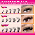 DIY Lash Extension Kit Fluffy Lash Clusters Kit 300PCS Eyelash Clusters with Bond and Seal Glue Thick 60D+80D+100D Cluster Eyelash Extensions Kit D Curl Volume Individual Lashes Kit at Home by Eefofnn