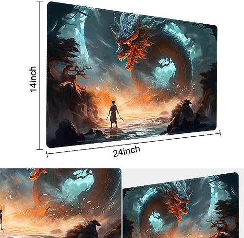 MTG Playmat Size 24x14in Free Storage Bags Non-Slip Backing Printing, Ideal for Card Game Enthusiasts TCG Playmat (No with Zone,A Swordsman)