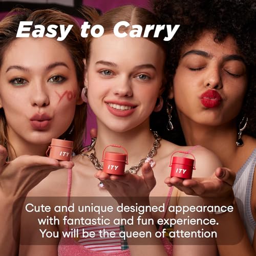 ITY Velvet Matte Finish Lip Stain-Mousse Textured Pudding Pot Lip Clay with Brush, Red Shade, Dual-Use as Lipstick and Blush, Conceals Lip Lines, Rich Pigment, 0.21 oz (6g) in Cherry Bliss