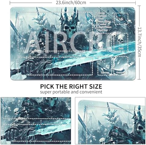 MTG Playmat Non-Slip Rubber Backing Printing Commander Board Game Desk Mat Duel Mat TCG PTCG Playmat 24x14 inches and Free Storage Bags (Skeleton Army with Zones)