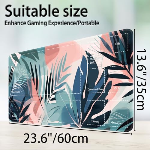 MTG Playmat for Magic TCG - Rubber Play Mat With Smooth Surface, Trading Card Inked Mat With Zones, Battle Game, Leaf Puzzle - Tabletop Card Playmats