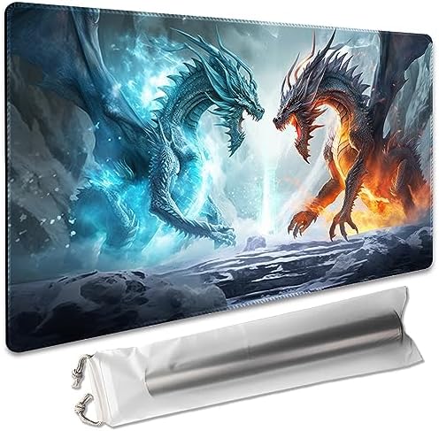 Premium Board Game 24x14in MTG Playmat Compatible for OCG CCG RPG TCG Playmat (Ice and Fire)