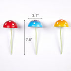 KIKTOP Mushroom Decor Fairy-Garden Outdoor Decor - Garden Decor Glow in The Dark Outdoor Spring Patio Shaking Head Yard Decoration 6 PCS Metal Mushroom Yard Stakes (Red2+Blue2+Yellow2)