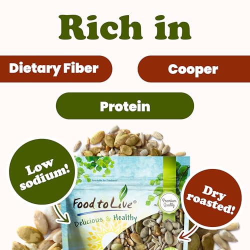 Food to Live Dry Roasted Sunflower and Pumpkin Seed Mix, 8 Ounces – Oven Roasted, No Oil added, Natural Snack, Rich in Protein, Perfect for Baking and Salads, Vegan, Kosher, Bulk