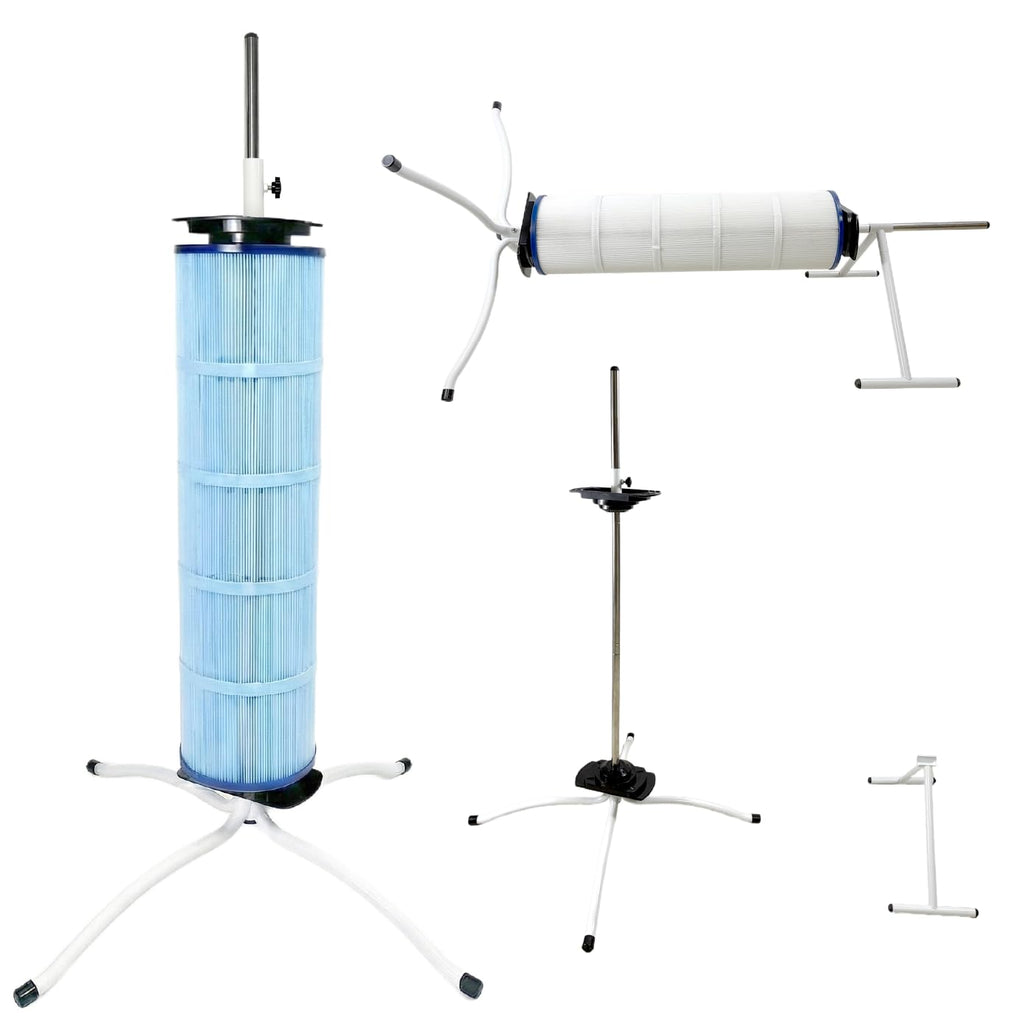 Vootenec Dual Vertical/Horizontal Pool Filter Cleaner Stand Tool - Boosts Cleaning Speed, Universal Fit for 3", 4", 6" Filter Cartridges