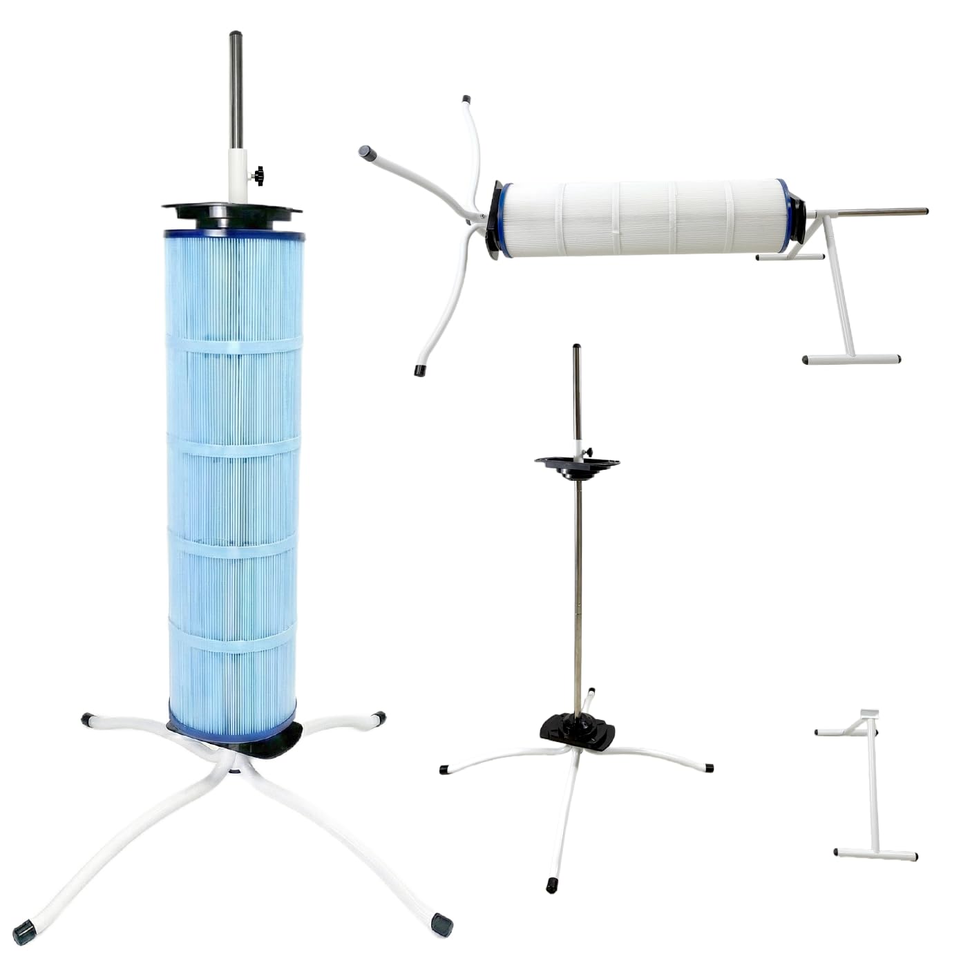Vootenec Dual Vertical/Horizontal Pool Filter Cleaner Stand Tool - Boosts Cleaning Speed, Universal Fit for 3", 4", 6" Filter Cartridges