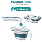 4.2 Gal(16L) Large Collapsible Plastic Bucket with Handle for House Cleaning, Space Saving Outdoor Multiuse Foldable Water Pail/Sink for Camping,Fishing,Ice (Blue)