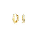 Swarovski Matrix Hoop Earrings, Round Cut, Clear, Gold-Tone Finished