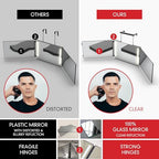 Self-Cut System - 3 Way Mirror with Lights - Three Way Mirror for Self Hair Cutting - Over The Door Mirror - Trifold Mirror - 360 Mirror - Barber Mirror - Self Haircut Mirror (Travel 3.0 LED)