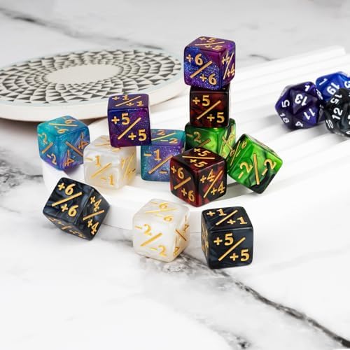 63 Pieces Abilities Keyword Counter Dice Bulk MTG Dice Counters Set Magic Plus 1 Life Buff Tokens for MTG, TCG, Card Gaming Accessories