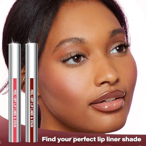 Cilrofelr Peel Off Lip Liner Stain, Long Wear Tattoo Lip Liner with Tweezer, Peel Off Lip Stain with Matte Finish, Long Lasting, Waterproof, Transfer-proof, Highly Pigmented Color (Cocoa)