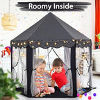 Monobeach Princess Tent Girls Black Large Playhouse Kids Castle Play Tent with Star Lights Gift Toy for Children Indoor and Outdoor Games