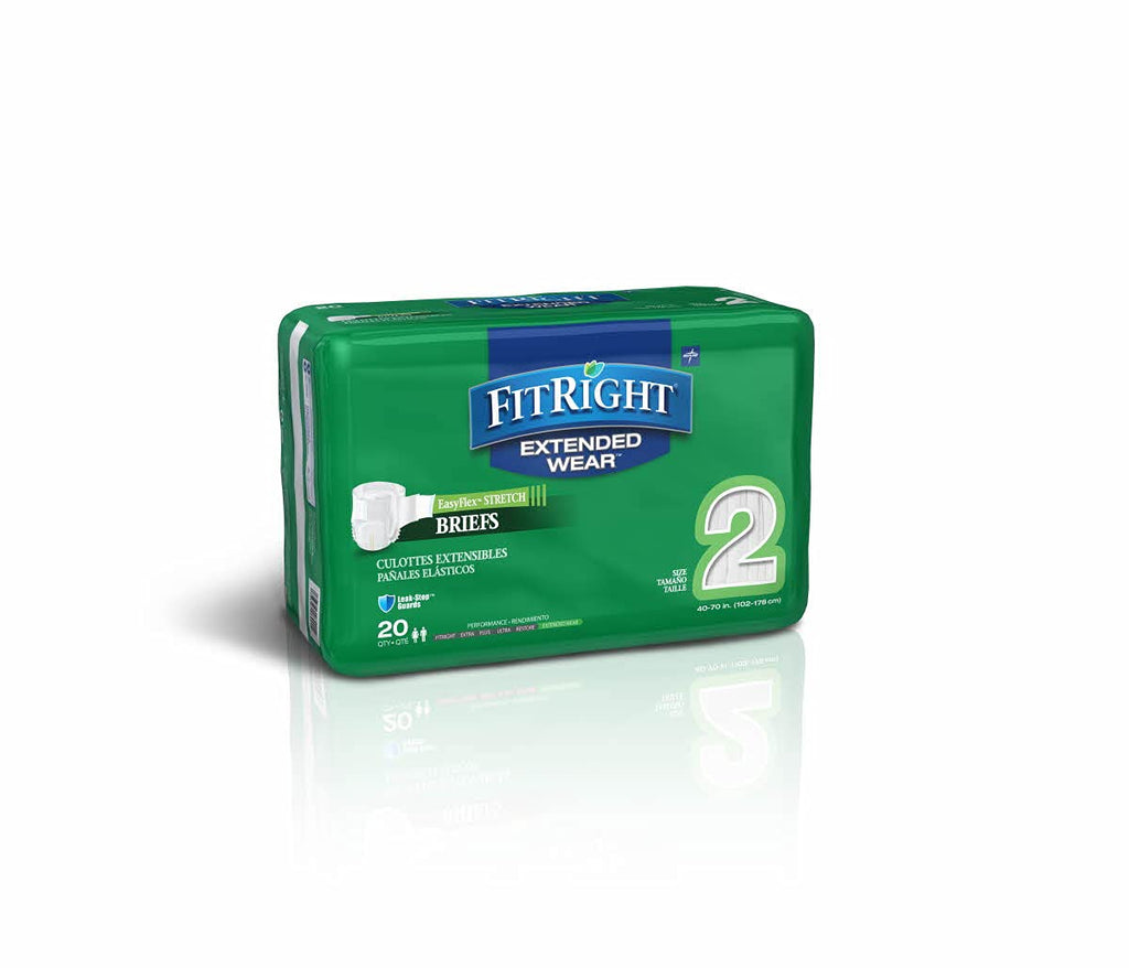 FitRight Stretch Briefs Overnight Adult Diapers, 80 Count, Waist Size 51"-71", Size XL-XXL, Incontinence Briefs for Men and Women, Disposable, Moisture Wicking, Leak Protection