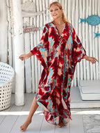 kaftan dresses for women Ethnic Print Kaftan Beach Dress Plus Size Swimsuit Cover Up