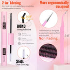 Geeneiya Full Lash Extension Kit 10-18MM Volume Eyelash Extension Kit D Curl Cluster Lashes Individual Eyelashes Kit with Waterproof Lash Bond and Seal, Lash Tweezers (10-18MM, 280Pcs, 70P)