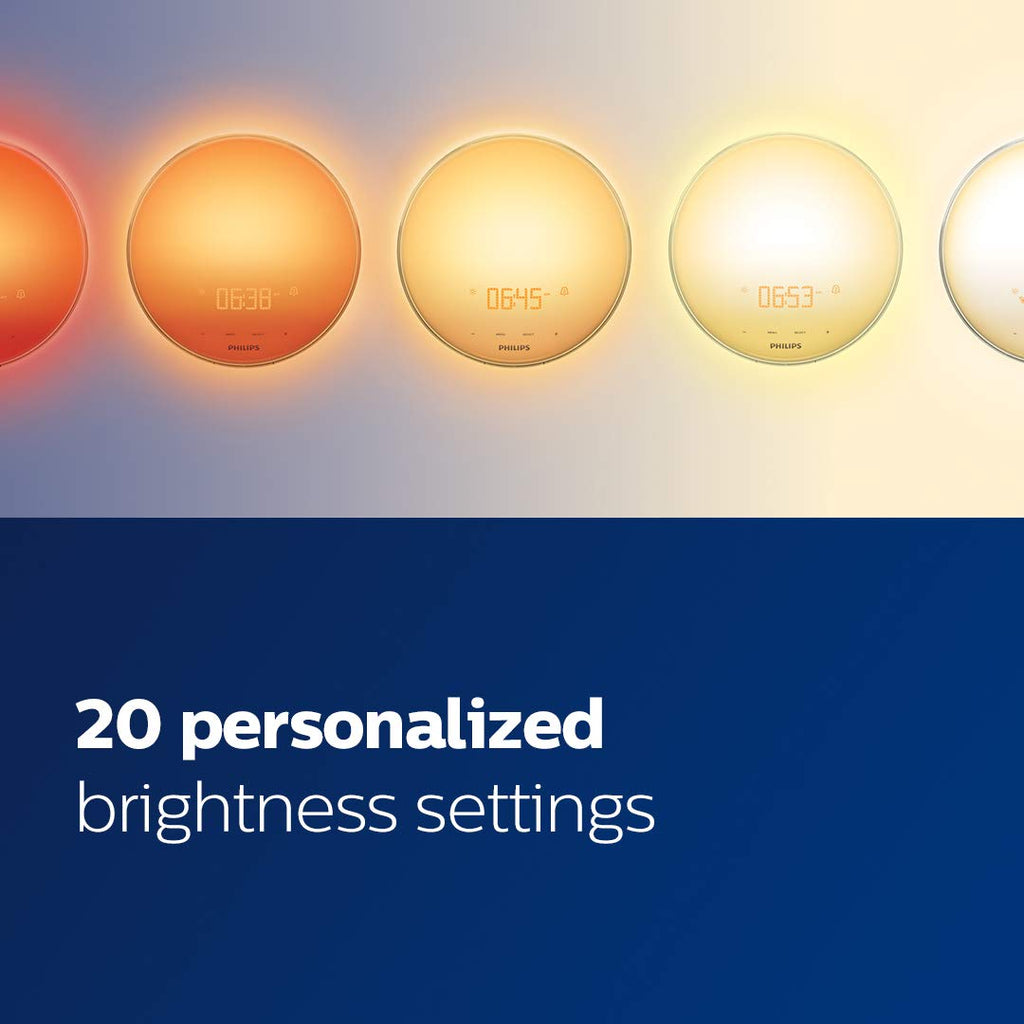 Philips HF3520/60 Light Therapy Wake Up Light LUXEON – Mood Lamp (Wake-up Light, 300 lx, LUXEON, Orange, Red, Yellow, 40 min, Bedroom)