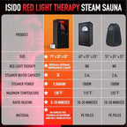 Portable Infrared Steam Sauna with 660nm Red Light Therapy& 850nm Infrared Light Device, 3L 1300W Steamer, Folding Chair, Full Body Personal Sauna Box Sauna Tent for Home Sauna