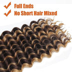 Deep Wave Bulk Human Hair Mixed Synthetic Braiding Hair For Boho Braids Knotless Bohemian Braids Brown Curly Hair Bundles No Weft Micro Braiding Hair Wet And Wavy Hair For Braiding(24 Inch, 4/27)