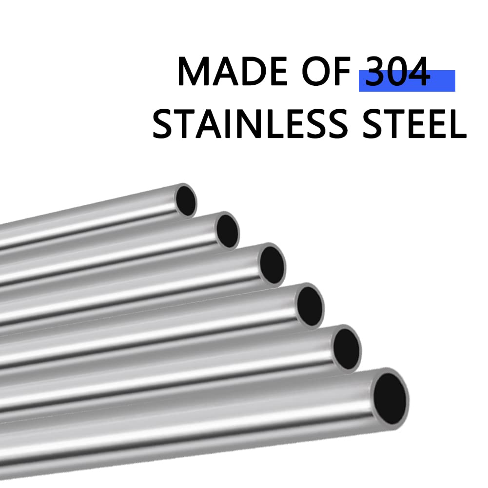 Tynulox 5/8" OD 304 Stainless Steel Tube, Thickened Pipe Wall & Weldable Tubing, Round Metal Pipe Industrial Straight Tube 14 inch Length (2 Pcs)