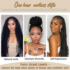 Human Braiding Hair Mixed Synthetic Braiding Hair for Boho Braids 2Bundles 130g Water Wave Bulk Human Hair for Braiding No Weft Hair Extensions Wet and Wavy Braiding Hair 18inch(1B)