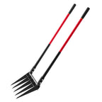 VEVOR Broad Fork, 5-Tine Pitchfork with Dual Fiberglass Handles, Heavy Duty Garden Fork, Ergonomic U-Shaped Design Broadfork Hand Tiller, Gardening Tool for Composting Transplanting Aeration