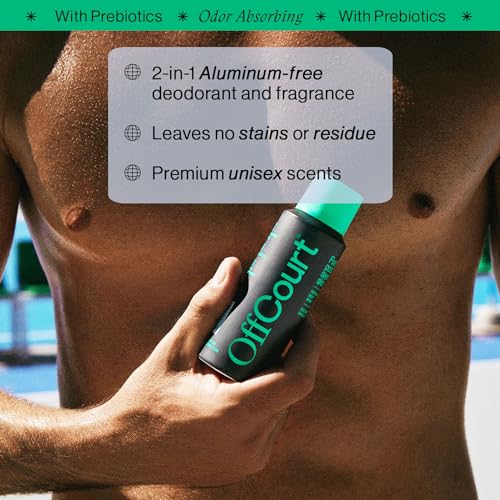 OffCourt - Natural Deodorant Body Spray for Men and Women - Aluminum Free - Whole Body Deodorant for Women and Men - Long-Lasting Coconut Water and Sandalwood Scent, 3.4 Ounce (Pack of 3)