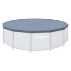 Funsicle 14 Foot Durable Round Pool Cover with Adjustable Drawstring for Oasis, Activity, Quickset and Above Ground Outdoor Swimming Pool, Gray
