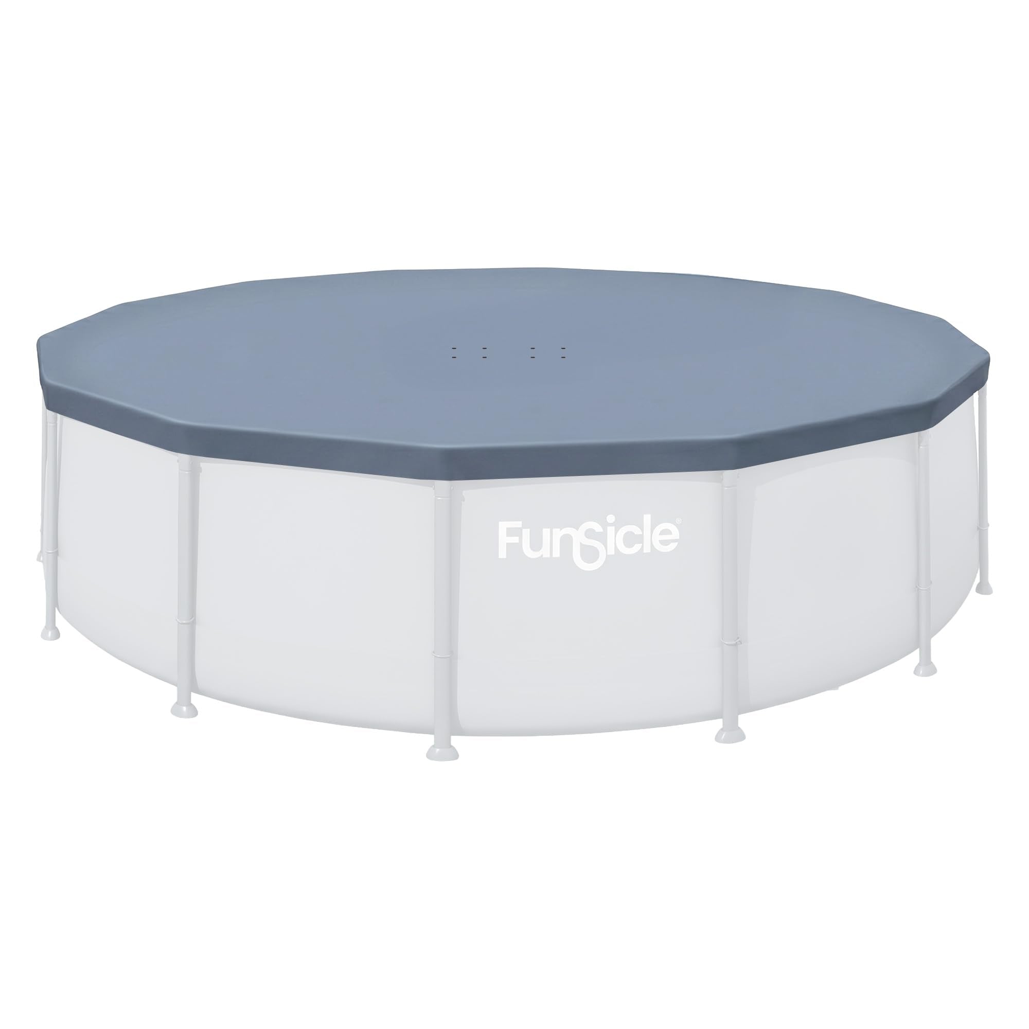 Funsicle 14 Foot Durable Round Pool Cover with Adjustable Drawstring for Oasis, Activity, Quickset and Above Ground Outdoor Swimming Pool, Gray