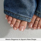 BTArtbox Press On Toenails - Real Square Pearl Chrome Toe Nail Press Ons with Glue for Women, Opaque Fake Toe Nail Tips in 15 Sizes - 30 Toenails Kit, Silky Shine