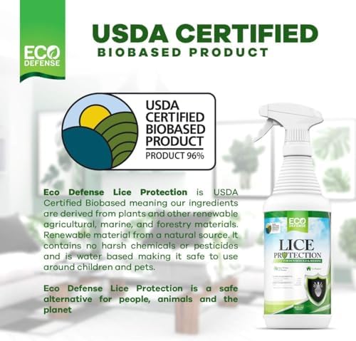 Eco Defense USDA Biobased Lice Spray for Furniture, Bedding, and Home - Natural Extra Strength Treatment - Helps Keep Home Free of Lice
