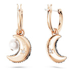 Swarovski Sublima drop earrings, Asymmetrical design, Moon, Multicolored, Rose gold-tone Finished
