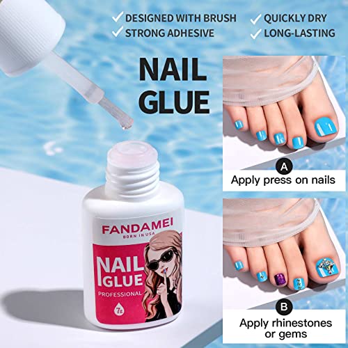 FANDAMEI Press on Toe Nails, 12 Colors 288PCS Press on Toenails Short Square, 4 Glitter Press on Toenails Full Cover, 6 Glossy False Toenails for Feet, 2 Press on Toenails French Tip for Nail