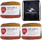 Red Heart Roll with It Melange Curtain Call E890-0675 (3-Skeins - Same Dye Lot) Worsted Medium #4 Acrylic Yarn for Crocheting and Knitting with Project Bag