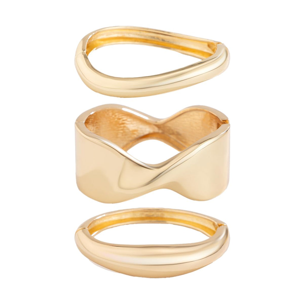 Impurain Gold Bangle Bracelets for Women Silver Plated Wide Wire Chunky Cuff Bracelets Trendy Hinged Cuff Open Wide Chunky Silver Bracelet Irregular Minimalist Bangle Jewelry (gold-2)