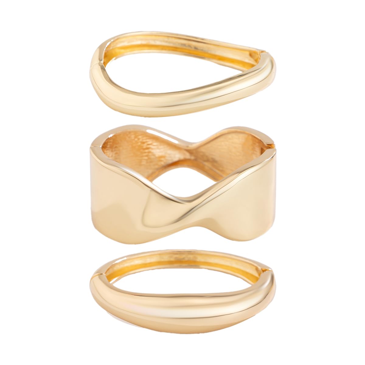 Impurain Gold Bangle Bracelets for Women Silver Plated Wide Wire Chunky Cuff Bracelets Trendy Hinged Cuff Open Wide Chunky Silver Bracelet Irregular Minimalist Bangle Jewelry (gold-2)