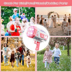 BOMOCO Bubble Gun, 125 Holes Bubble Machine Bubbles for Kids Age 3-12, Bubble Blaster Gun with Bubble Solution Summer Outdoor Bubble Toys Birthday Wedding Party Favors Bubble Maker Blower,Pink