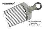 Chicago Comb Model 7 Carbon Fiber Pick Comb, for Long Thick Curly & Afro Hair Styles, Black Color, 6 inches (15 cm)
