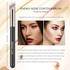 ENERGY Angled Makeup Brushes Set Vegan Powder Foundation Bronzer Nose Contour Concealer Makeup Brush for Liquid Cream Setting Powders Blending with Travel Bag