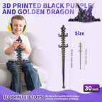 Large 3D Printed Dragon,30 Inch 3D Dragon Toys,Bigger Fidget Crystal Animals Toys, 3D Printed Articulated Animals for Home Office Car Desk Decor (Black Purple Gold, 30 inch)