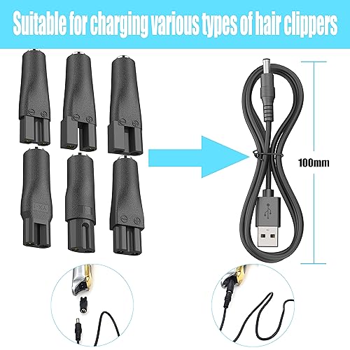 8 PCS Power Cord 5V Replacement Charger USB adapter Set Compatible with Various Types of Electric Hair Clippers,Beard trimmers,Shavers, Beauty Instruments,Electric hairdressers,Desk Lamps,Purifiers
