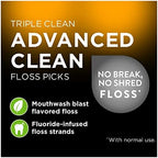 Oral-B Glide Pro-Health Dental Floss, Deep Clean Cool Mint Flavor, 40 M, 3 Count & DenTek Triple Clean Advanced Clean Floss Picks, No Break & No Shred Floss, 150 Count