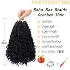 Boho Box Braids Crochet Hair for Women 10 Inch 7 Packs Goddess Box Braids with Curly Ends 3X Short Bob Crochet Braids for Kids Synthetic Bohemian Braiding Hair Extensions (1B)