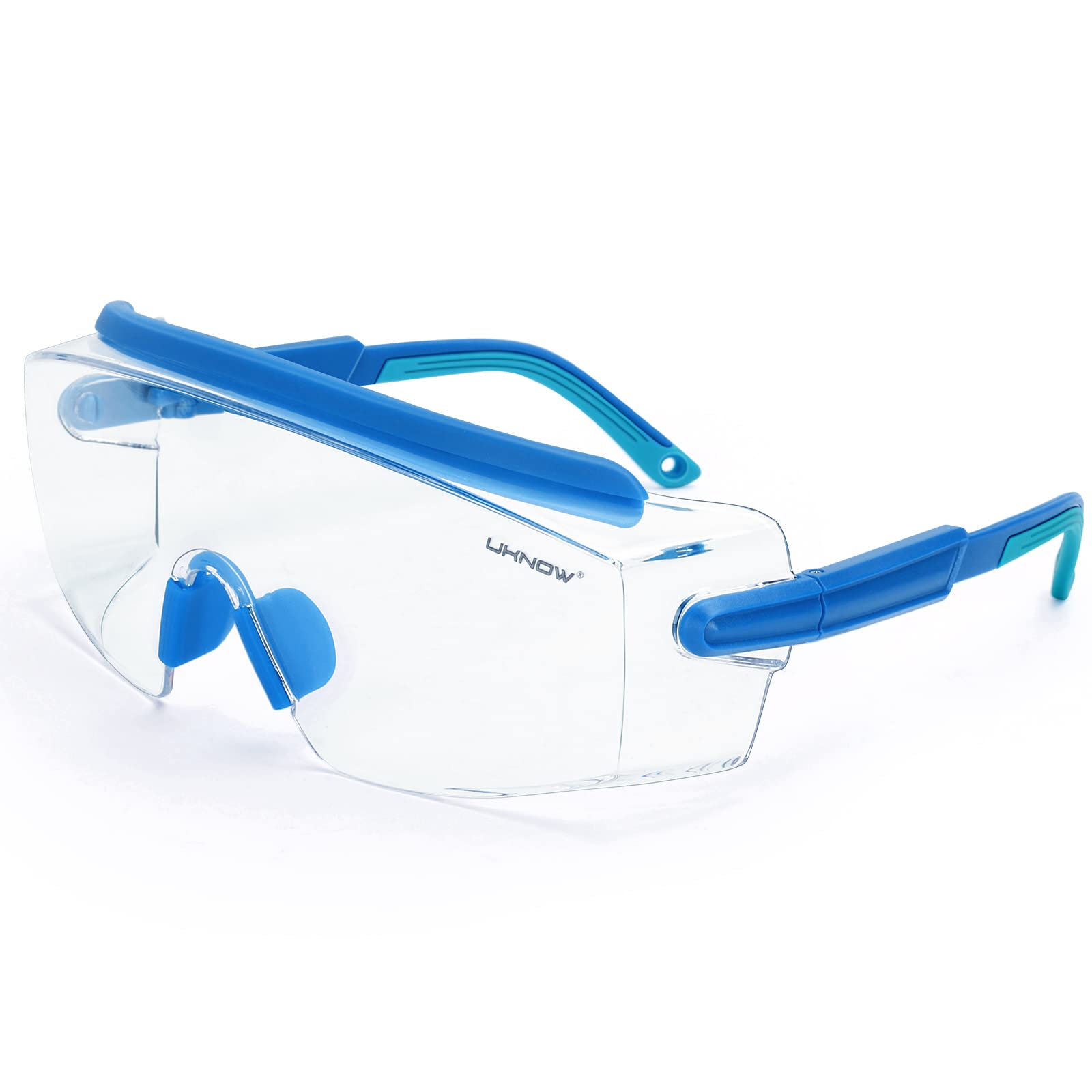 UKNOW Safety Goggles Over Glasses, Anti Fog Safety Glasses with Clear Wraparound Lens, ANSI Z87.1 Protective Eyewear