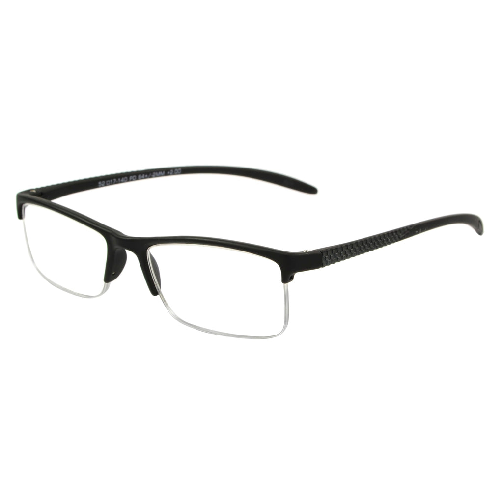 Foster Grant Men's Paolo Square Reading Glasses, Black/Transparent, 59 mm + 1.25