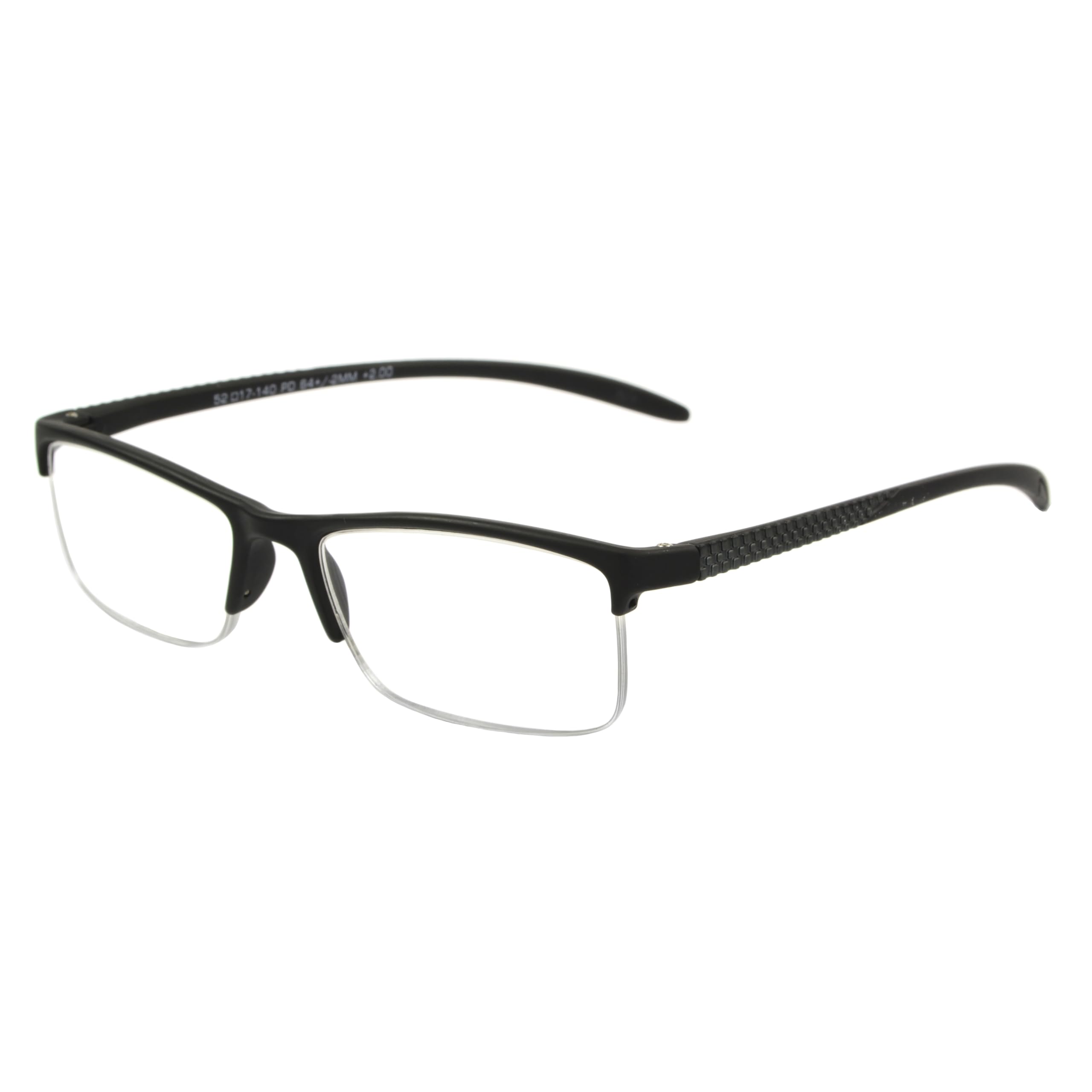 Foster Grant Men's Paolo Square Reading Glasses, Black/Transparent, 59 mm + 1.25