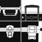 OUDMAY Makeup Train Case 4 in 1 Professional Cosmetics Rolling Organizer Aluminum Frame and Folding Trays