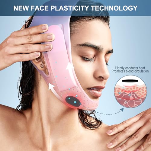 JUSRON V Line Face Tape Face Strap, Soft Silicone Chin Strap for Women and Men 23-27 Inches (Pink)